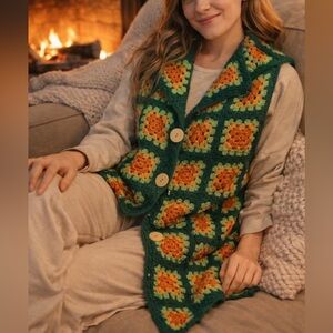 70’s Multicolour Granny Square Patchwork Vest